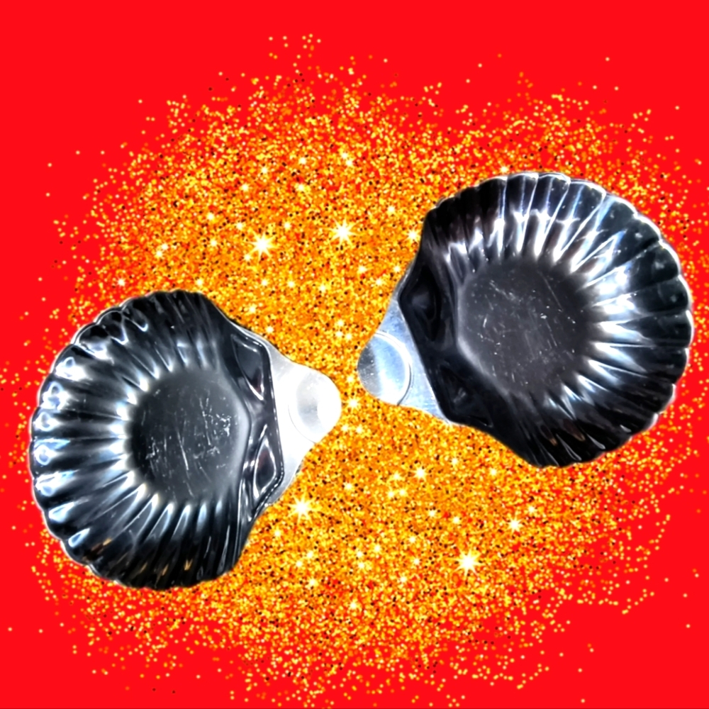 Set of 2 Vintage Ace Stainless Steel Japan Clam Shells